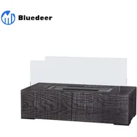 Tischkamin – Bio-Ethanol Kamin – 0 – 15 L Tischfeuer – tragbarer Indoor-Kamin mit Holzoptik – Edelstahl – 1000BTU – 33 x 16 x 18 cm