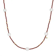 GIORGIO MARTELLO MILANO Collier mit Süßwasser-Perlen und Ziersteinen Gold/Silber