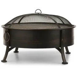 Blumfeldt Catania 2-in-1-Feuerschale Ø80cm Funkenschutz Ø70cm Grill Stahl antik Antik-Schwarz