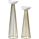 Beliani Kerzenständer 2er Set PORONG Metall 35/30 cm) Gold