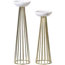 Beliani Kerzenständer 2er Set PORONG Metall 35/30 cm) Gold