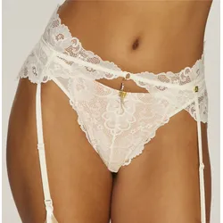 Strapsgürtel JETTE, Damen, Gr. 32/34, N-Gr, beige (creme), Spitze, Obermaterial: 90% Polyamid, 10% Elasthan, Strumpfhalter, aus floraler Spitze mit extravagantem Glitzeraccessoire, sexy Dessous