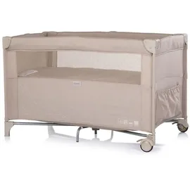 Chipolino Reisebett, Relax Leinen 2 Ebenen Tasche, Reißverschluss, Räder, faltbar beig beige Kunststoff, 60x120 cm, Babymöbel, Babybetten, Reisebetten