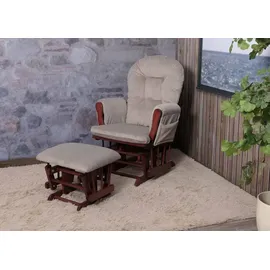 Mendler Relaxsessel HWC-C76 Cord 52 x 100 x 80 cm Hellgrau mit Hocker