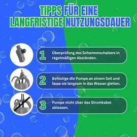 chm Tauchpumpe flachsaugend bis 1mm 400 Watt mit integriertem schwimmer und Überhitzungsschutz