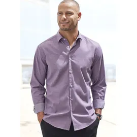 H.I.S. H.I.S Langarmhemd »Regular-fit« elastisches Jaquard-Hemd in Regular Fit, pflegeleicht aus Baumwoll-Mix, Gr. XXXL (47/48) N-Gr, aubergine, , 47591347-XXXL N-Gr