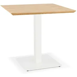 Esstisch 70 cm, Naturholz & Gusseisen, Quadrat, ideal für Gastronomie, 4 Personen, Beige-Weiß | Kadima Design