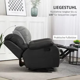 Homcom Relaxsessel Fernsehsessel Mikroraserstoff 93 x 98 x 100 cm Schwarz mit Liegefunktion