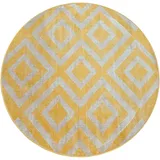 Paco Home Teppich Rauten-Muster Vintage-Look Flachgewebe Wetterfest ø 200 cm Rund