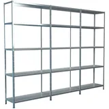 SCHULTE Regalwelt Steckregal »Stecksystem Grund- und 2x Anbauregale«, Metall verzinkt, 2000x3600x350 mm, 15 Böden, silberfarben