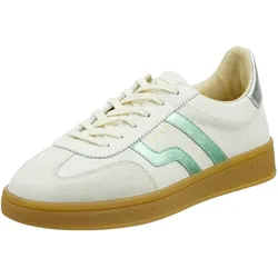 Sneaker GANT "Cuzima", Damen, Gr. 41, weiß (weiß kombiniert), Leder, Veloursleder, metallic, modisch, Schuhe Retrosneaker, Retro Sneaker, Schnürschuh im Vintage-Look