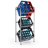 EasyMaxx Getränkekisten-Regal Metall 127x50x34cm silber für 3 Kisten