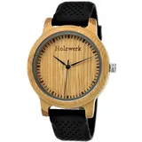 Holzwerk LINDEN Damen & Herren Holz & Silikon Armband Uhr, Schwarz, Beige - Schwarz/beige