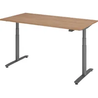 Bümö Schreibtisch Nussbaum, Graphit, Nachbildung,Nussbaum, Rechteckig, 80x72x160 cm, FSC