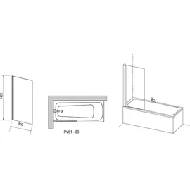 Ravak - Pivot 140x80 cm, Bright Alu 79840C00Z1