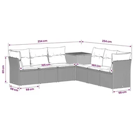 vidaXL Sofa Set 7-tlg. Hellgrau/Dunkelgrau Polyrattan/Stahl