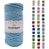 Sznurkomania, Baumwollkordel 3mm 100m, 46 Farben, Häkelkordel, Geflochten Baumwollkordel 3mm, Makramee Kordel, Makramee Garn, Premium Garn, Makramee Seil (Hellblau)