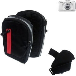 K-S-Trade Kameratasche für Nikon Coolpix S33, Fototasche Kameratasche Gürteltasche Schutz Hülle Case bag grau|schwarz