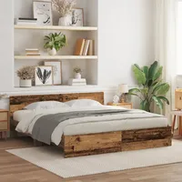 VidaXL Bettgestell mit Kopfteil Altes Holz 180x200 cm Ingenieurholz