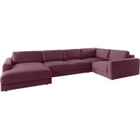 Wohnlandschaft PLACES OF STYLE "Bloomfield" Sofas Gr. B/H/T: 405 cm x 84 cm x 224 cm, Velours, mega-Recamiere links, XXL ohne Sitztiefenverstellung, rosa (altrosa) Wohnlandschaften