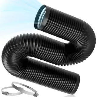 Warmfay Abluftschlauch 150mm, 1m Länge, PVC Flexibel Alurohr Schlauch Lüftungsschlauch mit 2 Schlauchschelle Edelstahl, Flexschlauch für Mobile Klimaanlage, Trockner, Belüftungssystem