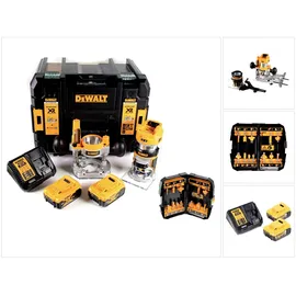 DeWalt DCW 604 P2 Akku Kombifräse 18V 55mm + 2x Akkus 5,0 Ah + 1x Schnelladegerät + Fräser Set 12 tlg