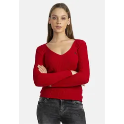 V-Ausschnitt-Pullover SIR RAYMOND TAILOR "Athena", Damen, Gr. M, rot, 100% Baumwolle, unifarben, casual, Langarm, Pullover, in klassischem Design