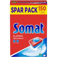 Somat Classic Spülmaschinen Tabs, 150 Tabs, Geschirrspül Tabs für die tägliche Reinigung von Besteck und Geschirr, mit Extra-Kraft und Schutz vor Glaskorrosion