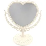 Beaupretty Doppelseitiger Spiegel mit 360 Grad drehbarer Tischplatte, Herzform, Make-up-Kosmetikspiegel, Beige