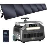 IEE 3200W Solargenerator P3200 mit 500W Solarpanel, 2048Wh Tragbare Powerstation, LiFePO4 Akku, 0–80% in 45 Min.Laden, APP, 16 Anschlüsse, Portable Power Station für Camping/Wohnmobile/Notstrom