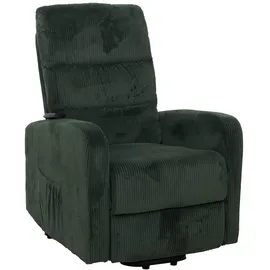 Mendler Fernsehsessel HWC-K62, Relaxsessel TV-Sessel Liege, Liegefunktion Aufstehhilfe, Metall Stoff/Textil Cord ~ grün