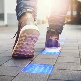 ledscom.de 10er-Set LED Pflasterstein CUS Bodenleuchte für außen, blau, IP67, 230V, 10x10cm