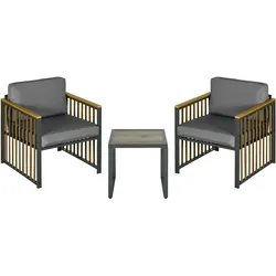 Outsunny - Gartenmöbel-Set - 66Lx68Wx68Hcm - Grau+Braun