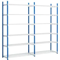 Proregal Fachbodenregal MAXIMUS HxBxT 240 x 125 x 50 cm 6 Ebenen offener Fachboden Fachlast 152 kg Lichtblau/Lichtgrau