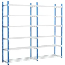Proregal Fachbodenregal MAXIMUS HxBxT 240 x 125 x 50 cm 6 Ebenen offener Fachboden Fachlast 152 kg Lichtblau/Lichtgrau