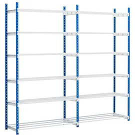 Proregal Fachbodenregal MAXIMUS HxBxT 240 x 125 x 50 cm 6 Ebenen offener Fachboden Fachlast 152 kg Lichtblau/Lichtgrau