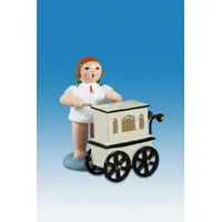 Rudolphs Schatzkiste Holzfigur Engel mit Drehorgel ohne Krone Höhe 6cm NEU Holzengel Instrument Seiffen Erzgebirge Figur Dekoration Holzfiguren Weihnachten Fensterschmuck Spielzeug Deko