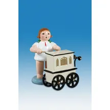 Rudolphs Schatzkiste Holzfigur Engel mit Drehorgel ohne Krone Höhe 6cm NEU Holzengel Instrument Seiffen Erzgebirge Figur Dekoration Holzfiguren Weihnachten Fensterschmuck Spielzeug Deko