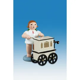 Rudolphs Schatzkiste Holzfigur Engel mit Drehorgel ohne Krone Höhe 6cm NEU Holzengel Instrument Seiffen Erzgebirge Figur Dekoration Holzfiguren Weihnachten Fensterschmuck Spielzeug Deko