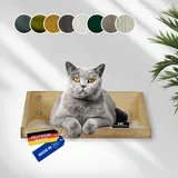 Rohrschneider Kletterwand Katzen (alle Katzengrößen) | Made in EU | Katzentreppe kominierbar | aus Echtholz Kiefernholz | belastbar bis 30 kg | geflammt (waschbare Stoffeinlage Cord Deluxe, beige)