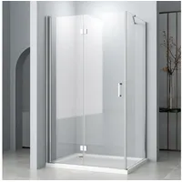 Hopibath Eckdusche Duschkabine Falttür mit Seitenwand H:195cm, BxT: 120x90 cm, 5mm Sicherheitsglas mit Nano, Duschtür, mit 90/80/75cm Seitenteil, mit Alu-Haltestangen, Alu-Bodenleiste, Magnetverschluss silberfarben 120 cm x 195 cm x 90 cm