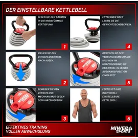 MIWEBA Sports Kettlebell verstellbar 3,4-18 kg grau