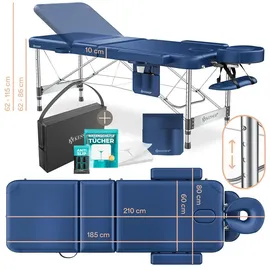 Kesser KESSER® Massageliege klappbar & höhenverstellbar 3 Zonen Massagebett Massagetisch Kosmetikliege Therapieliege Aluminium + 10x Gesichtsauflage mit Kopfstütze Armlehnen & Tasche