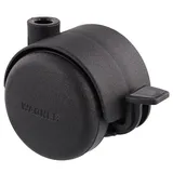 WAGNER Möbelrolle/Doppelrolle - HART - Durchmesser Ø 50 mm mit Bremse, Tragkraft 50 kg, schwarz - 01002601