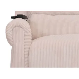 Mendler Fernsehsessel HWC-K63, Relaxsessel, Liegefunktion Aufstehhilfe Massage Heizfunktion, Stoff (220g/m2) Cord - creme-weiß