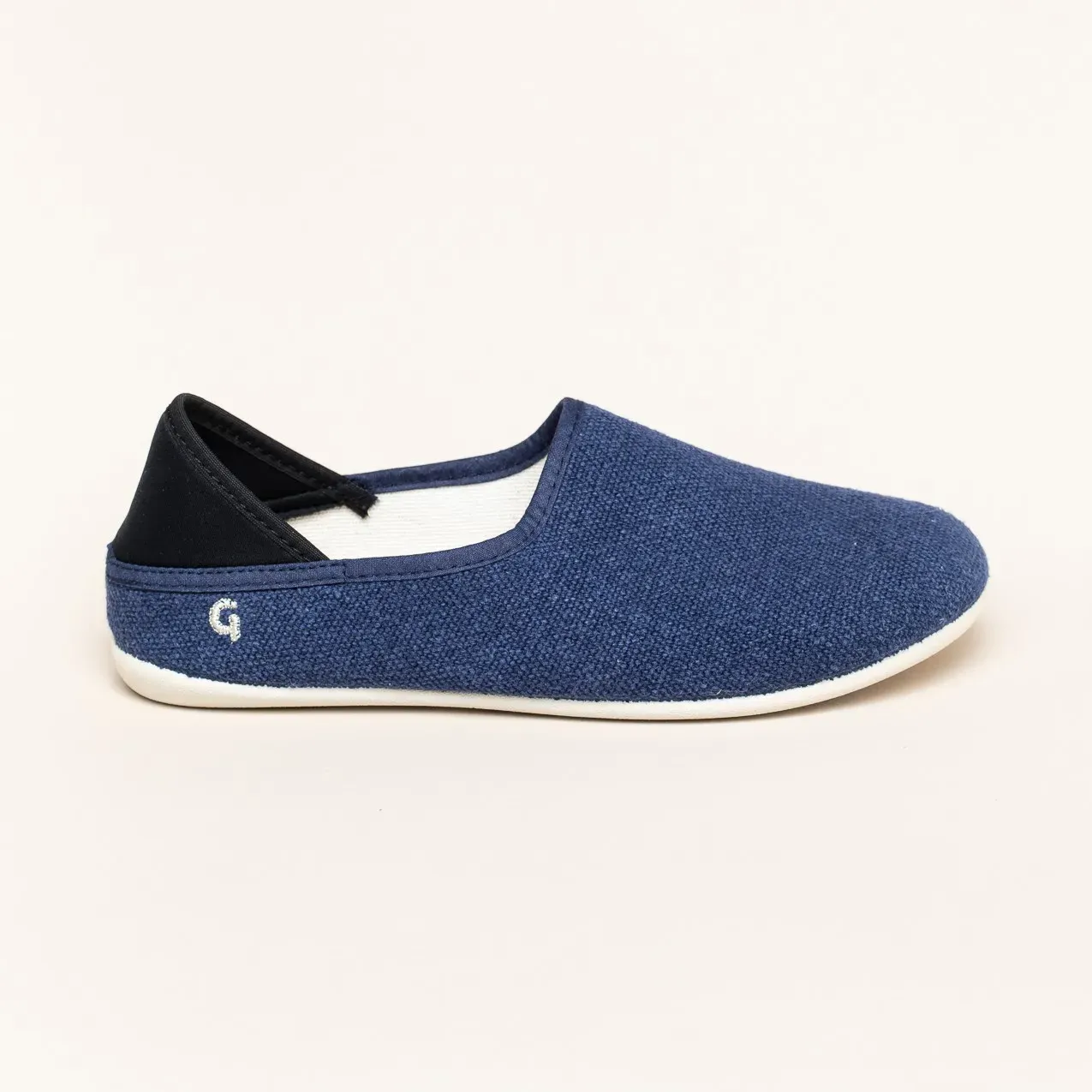 Gottstein Linen Slip-on für Damen & Herren Hausschuh mit Gummisohle | Farbe Ink Blue Mele Größe 45 - Ink Blue Mele - 45