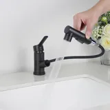 Wasserhahn Bad Schwarz, SEMANEY Hochdruck Waschtischarmatur mit Brause 3 Wasserstrahlarten, 180° Drehbar Mischbatterie Waschbecken, Einhebelmischer Waschbecken Armaturen
