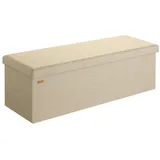 CASARIA Sitzbank mit Stauraum Faltbar Gepolstert Deckel Schlafzimmer Wohnzimmer Flur Sitztruhe Truhenbank Polsterbank Xl - Beige 115x40x40cm Leinen Optik