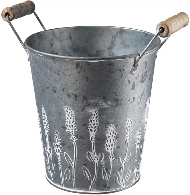 Eimer Metall D15H19cm mit Henkel silber