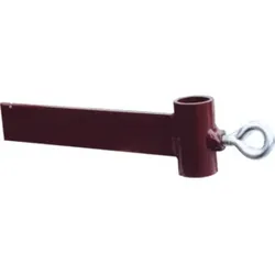 Schake Richtschnurhalter, zum Aufschrauben auf Schnurpfähle, mittels Feststellschraube fixierbar, mit angeschweißtem Flacheisen mit Kerbe zur Seilführung, aufschraubbar auf Ø 18mm Schnurpfähle lackiert
